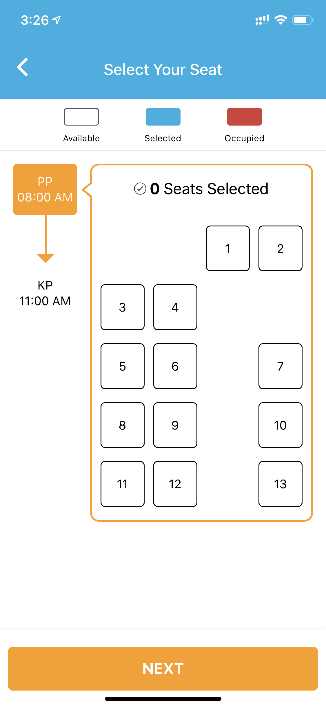 Intro select seat